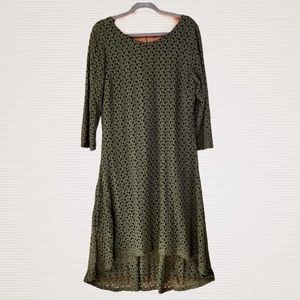 Olive Green Crochet Hi-Lo Midi Dress